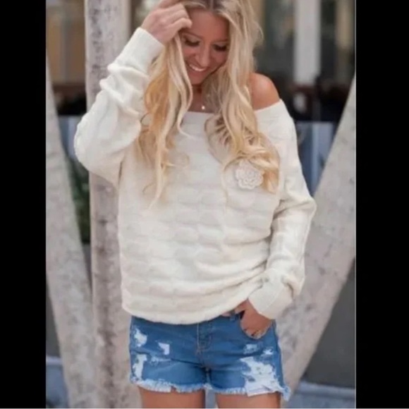 Military Hippie Sweaters Military Hippie Ivory Cable Knit Dolman